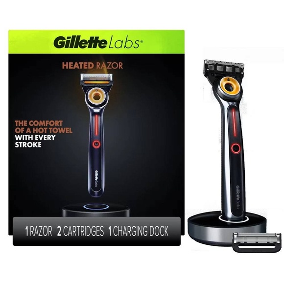 Gillette Labs Heated Razor Kit Men Hot Shave Handle 5-Blade Refill Charging Dock - Picture 1 of 14